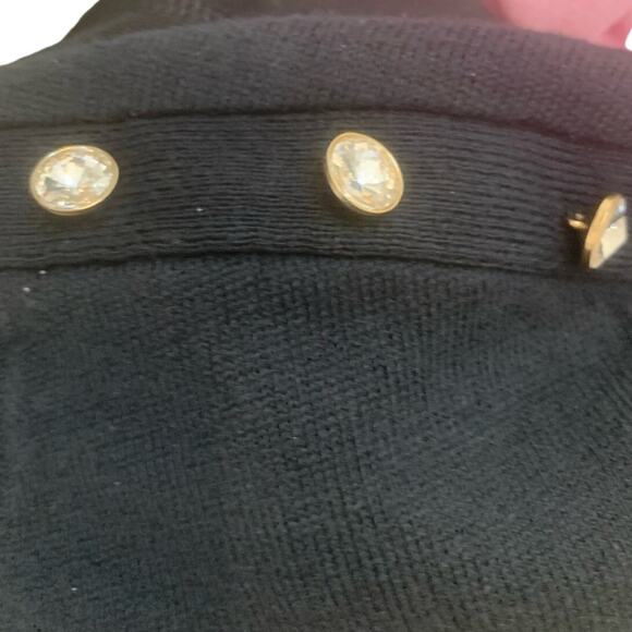 J Crew Black Pullover Sweater M Womens Soft Knit Rhinestone Buttons Long Sleeves - Picture 5 of 10